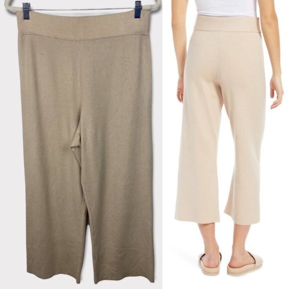 WAYF Tan Beige Crop Casual Pants Size Medium Fulton Nordstrom Stretch Loungewear - Picture 1 of 16